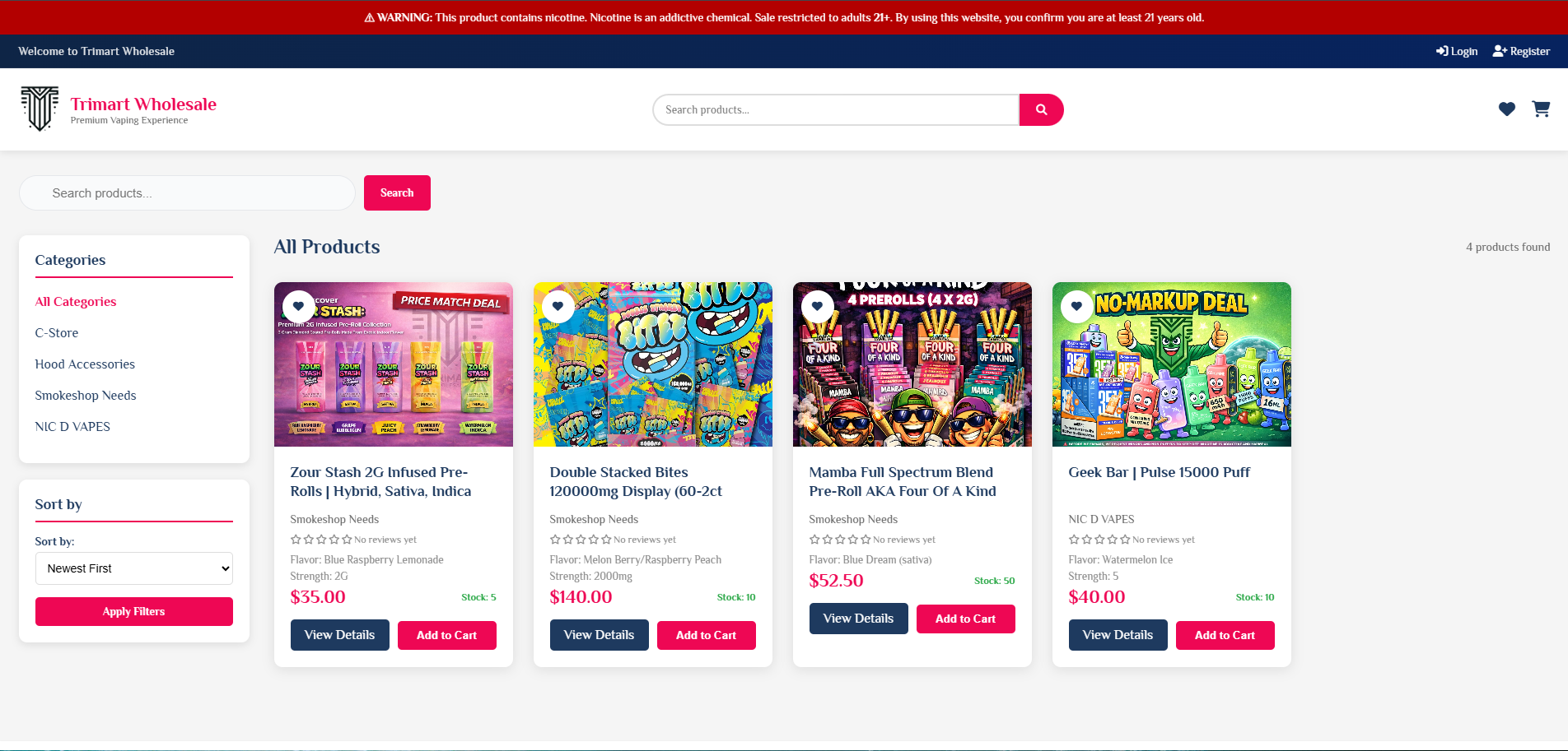 Shopping Page Product View
